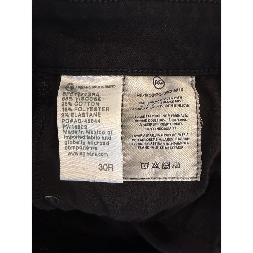 AG Adriano Goldschmied Farrah Skinny Ankle Jeans Women's 30R Black Stretch 30x29